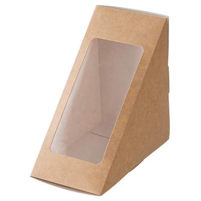 HEADS Sandwich Box X 12 X 12 50 Kraft HEADS 7.5 Cm, Brown, Pieces, Food-safe, Paper, Delivery, Takeaway, Lunchbox, MK-SAB1