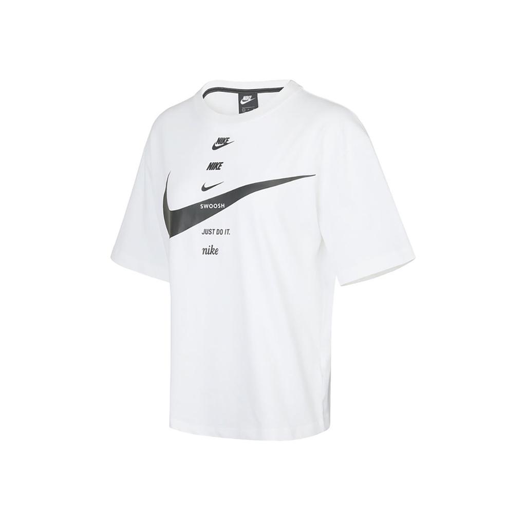 Nike American Vintage Logo Print Loose Fit Round Neck Short Sleeve Drop Shoulder T-Shirt Women T-Shirt White DJ1128-100