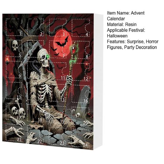 Scary Halloween Decorations Advent Calendar 24 Days Countdown to Decoration Festive Decor Pcs Doll Collectible Figures Gifts for Kids Teens