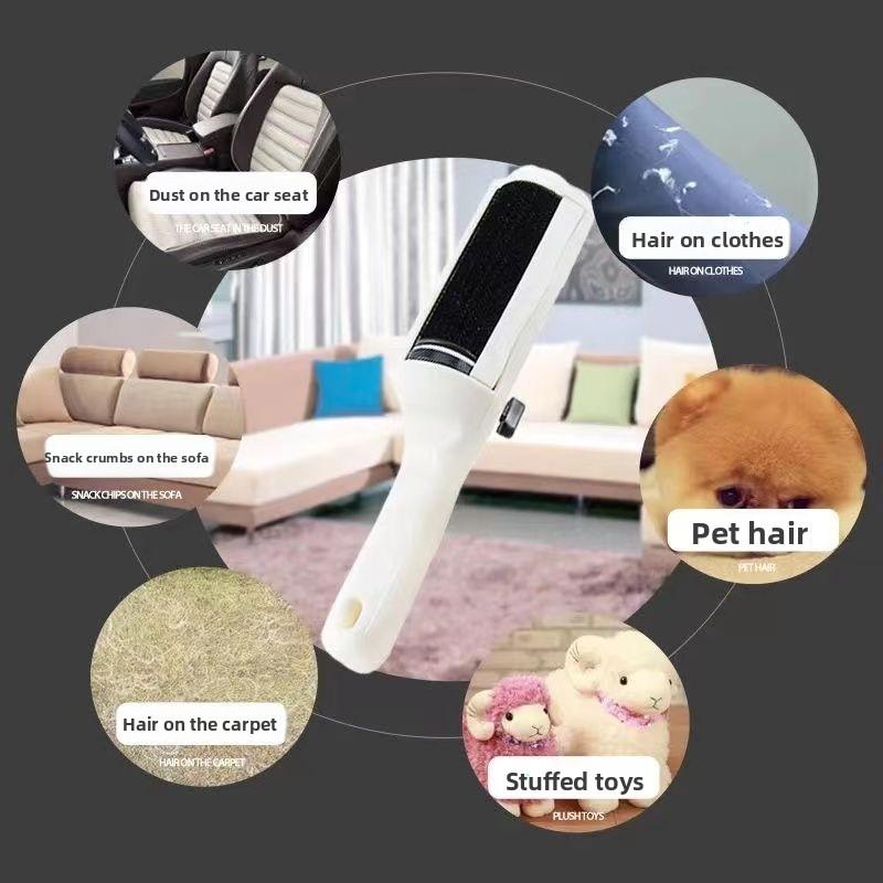 1pcs Electrostatic Dust Removal Brush for Removing Hair and Dust from Clothes Double-sided White Hair Removal Brush