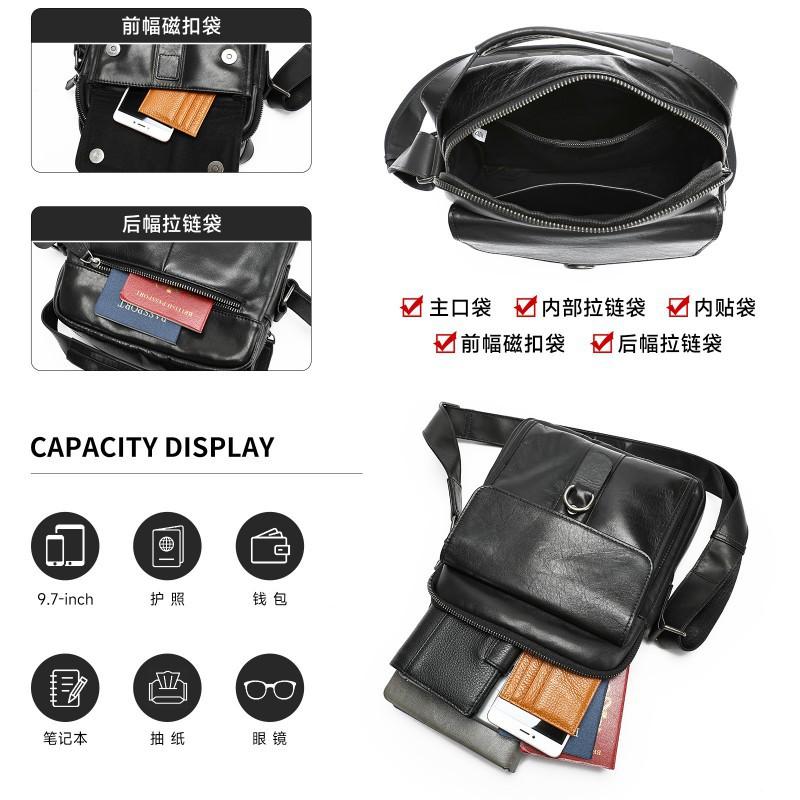 New Men's Casual Travel Shoulder Bag Real Leather Top Layer Cowhide High-end Crossbody Work Commuting Small