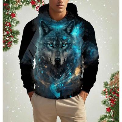 Mode Tier Wolf 3D Druck Herren Hoodies Top Herbstmode Lässig Langärmliger Pullover Übergroße Sweatshirts Unisex Kleidung