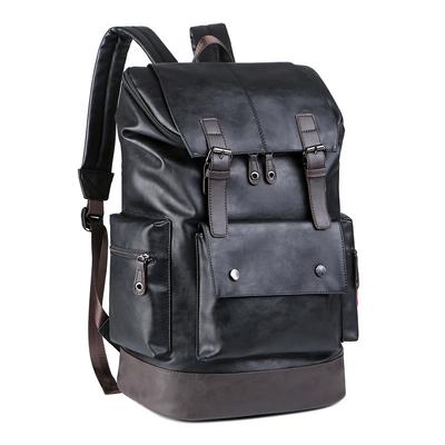 Backpack Korean Version Men's Casual Travel PU Leather Large Capacity Student Backpack Classic Rainproof Backpack Fashionable