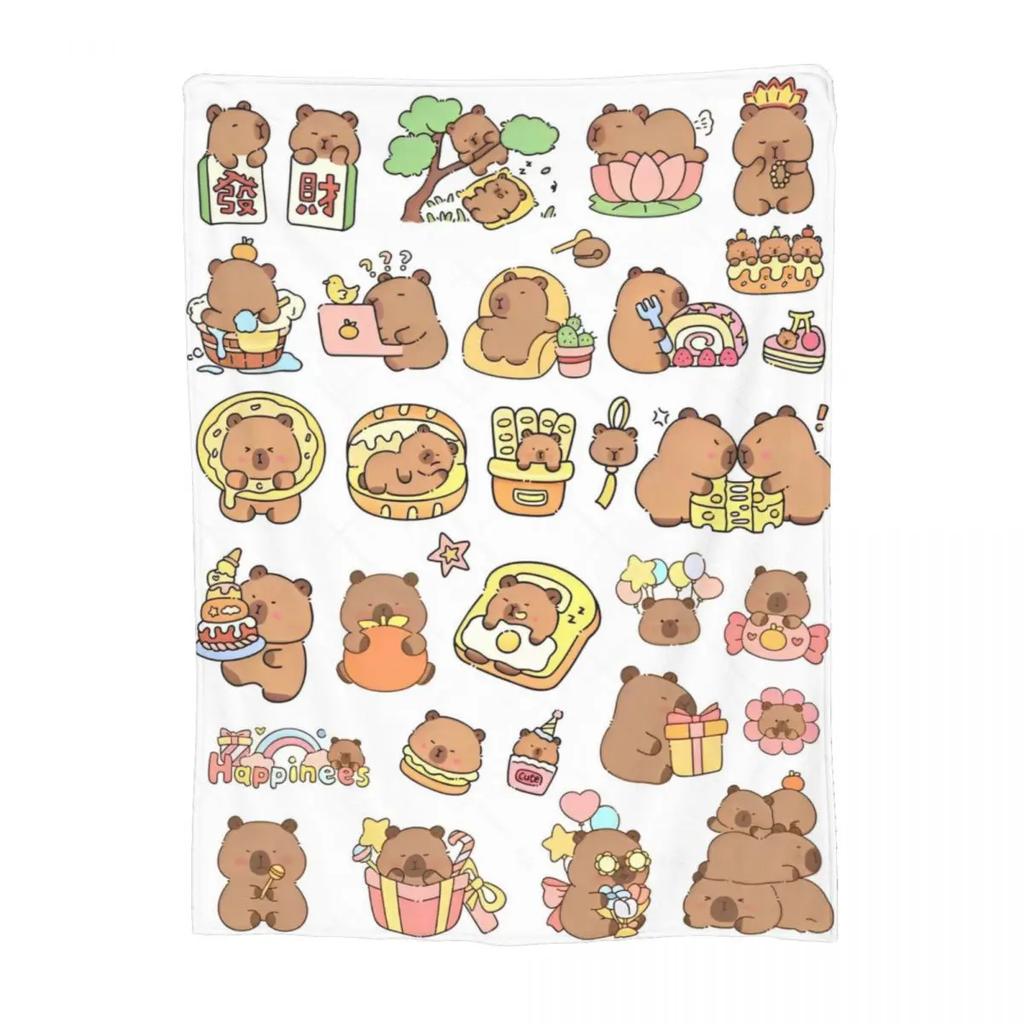 Super Soft Flannel Throw Blankets with Cute Capybara Design for Bedding Couch Cozy and Stylish Home Textile