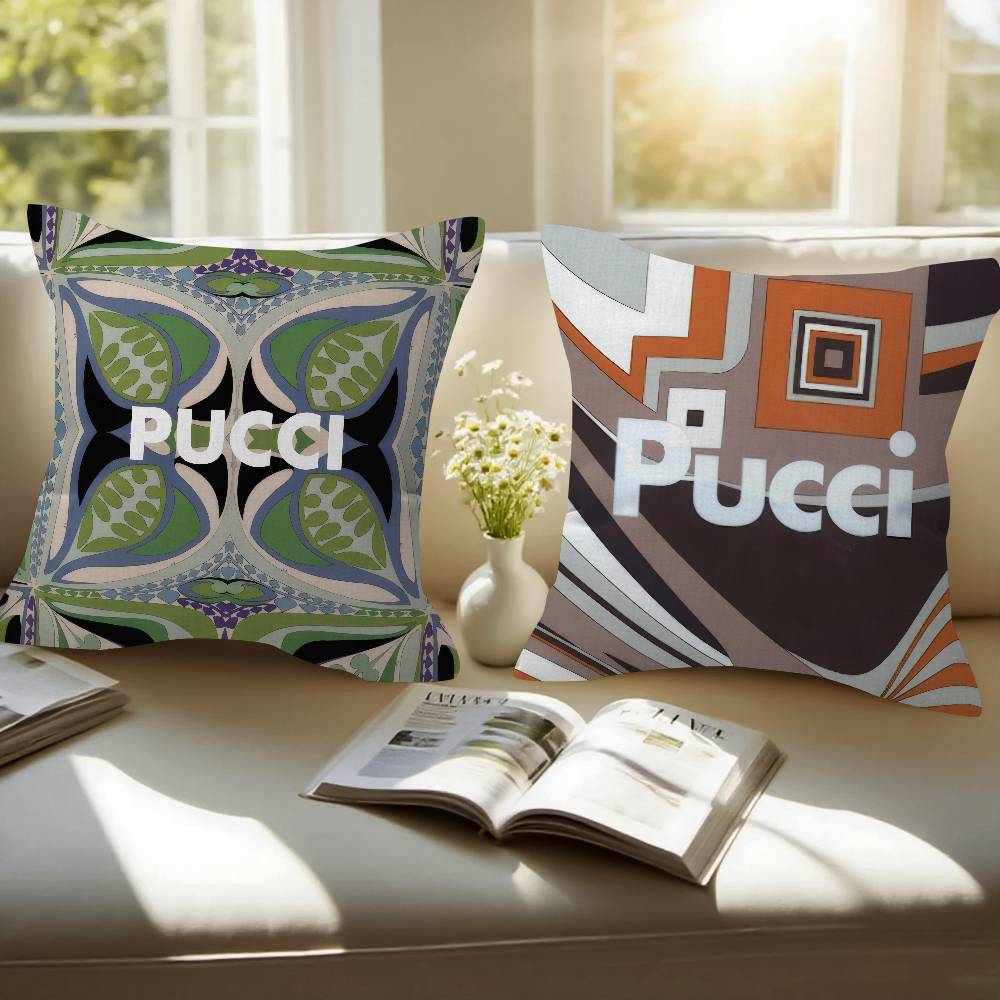 E-Emilio P-Pucci Logo Fashion  Cushion Cover Inches Farmhouse Decor Home Throw Pillow Covers for Couch Decorations