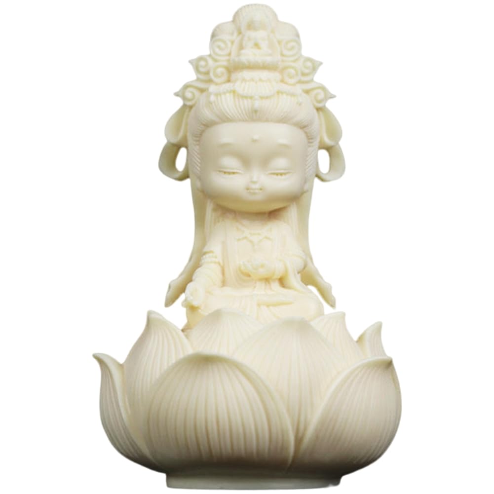 

Umora Mini Cute Kannon Statue, Kannon Bodhisattva Figurine, Protection from Evil, Feng Shui Decor, Amulet, Good Luck, Pray, Coconut Fruit, Kannon,