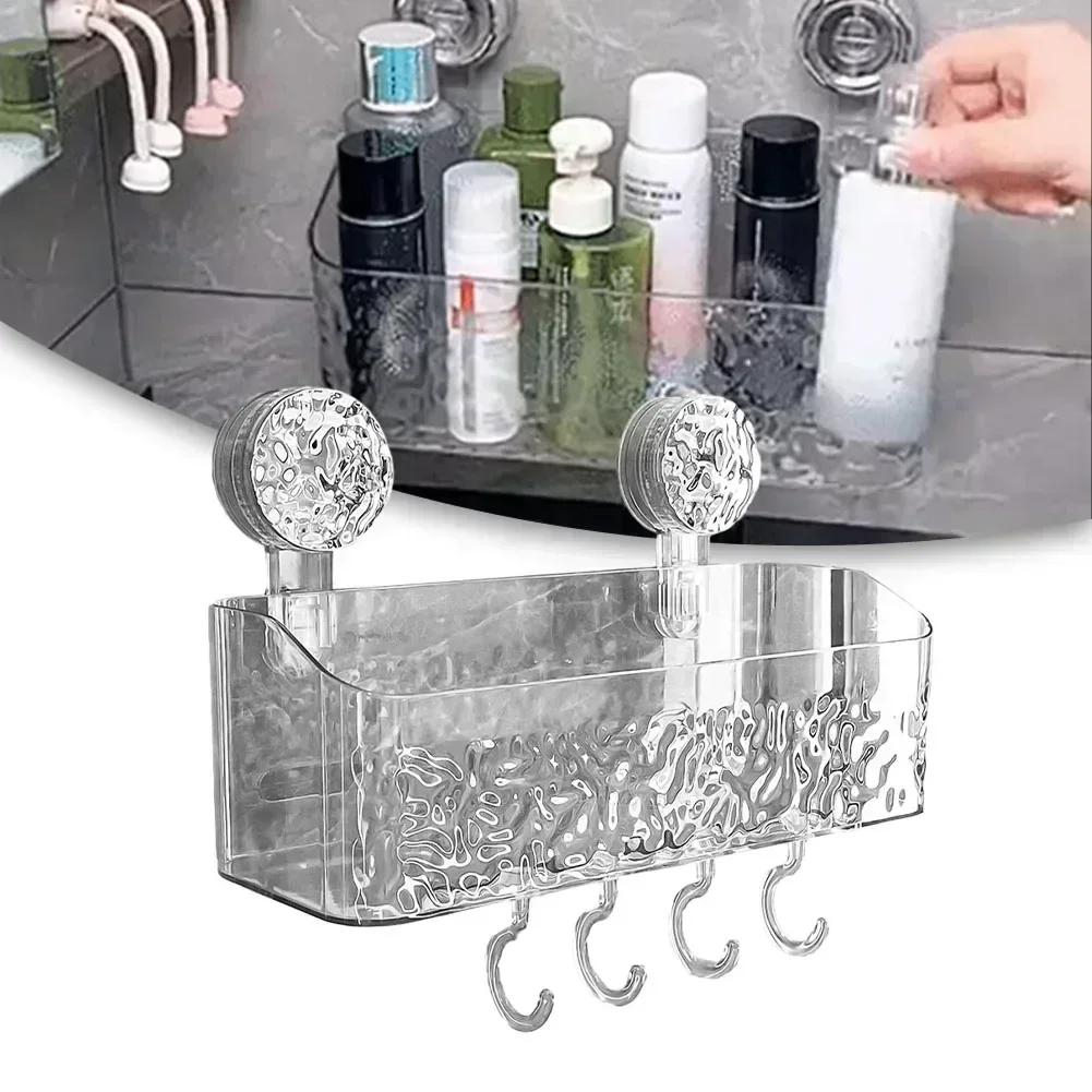 Bathroom Organizer Light Luxury Pattern Large Capacity Basket Quick Installation Suction Cup For Bathroom Supplies
