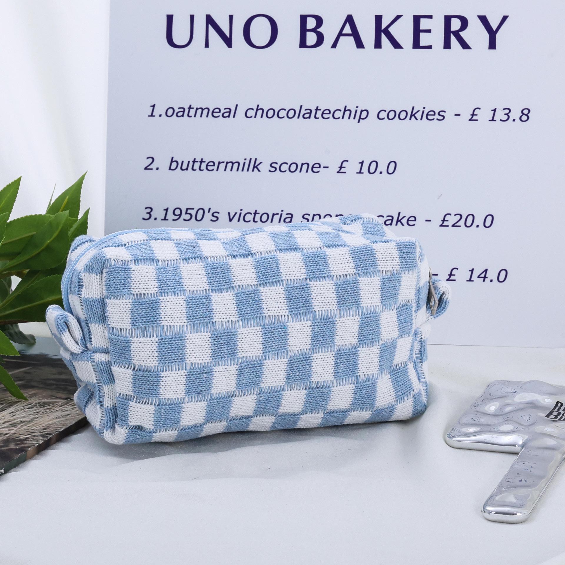 

Косметичка вязаная клетчатая большой вместимости - Многофункциональный дорожный органайзер