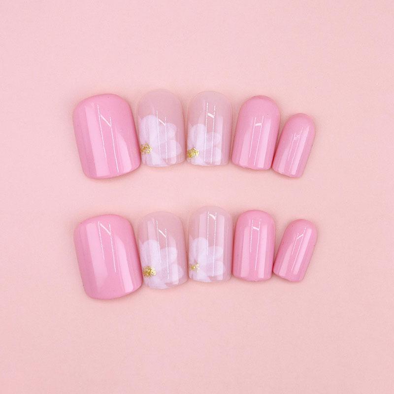 24 Pieces Nude Temperament White Gentle Golden Glitter Sweet  Style Wearing Nail Art