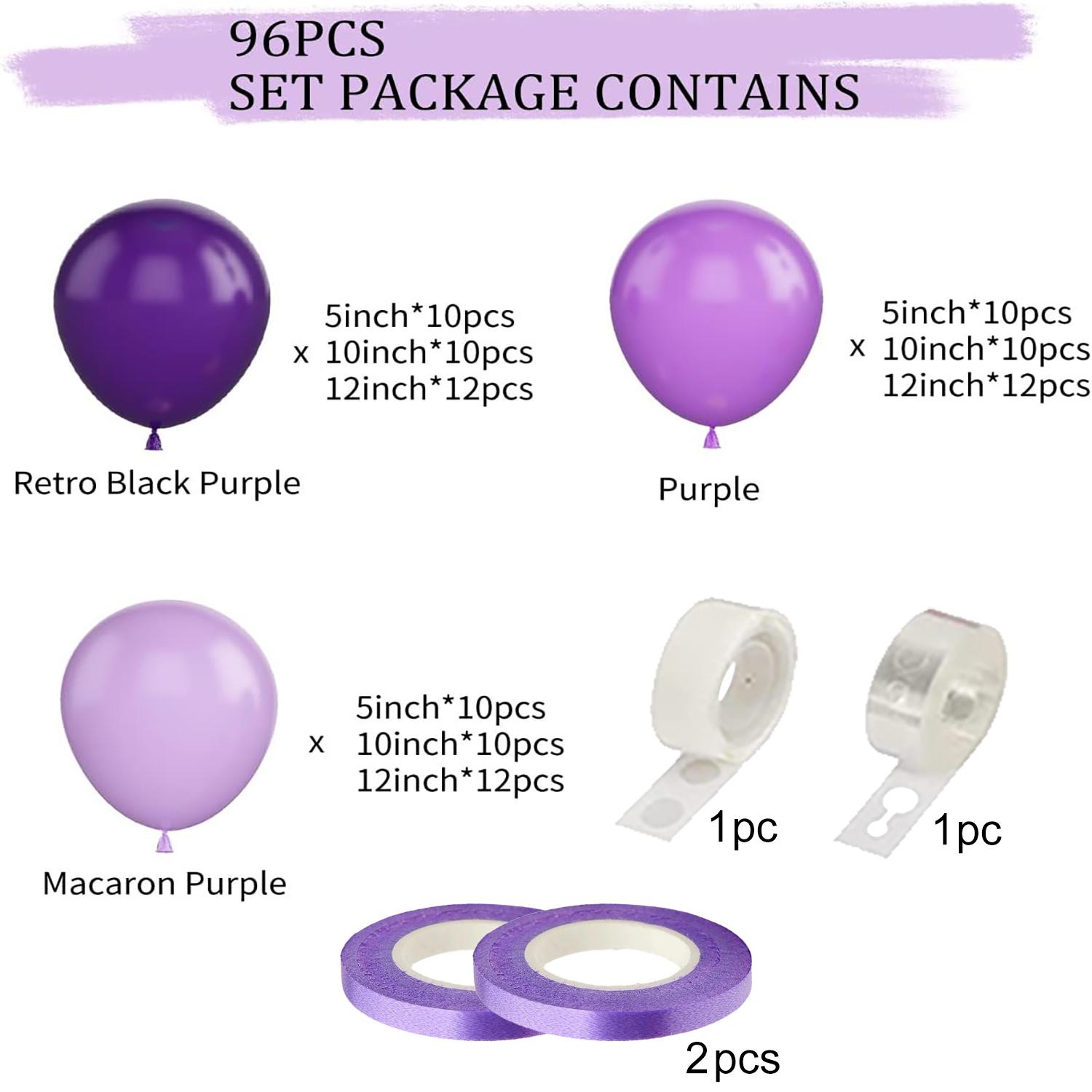 

97/96pcs multi-color latex balloon set, suitable for birthday, graduation ceremony, wedding, party decoration Other