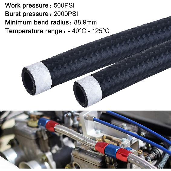 10FT 3M AN4 AN6 AN8 AN10 AN12 Oil Fuel Hose Oil Gas Cooler Hose Line Pipe Tube Nylon Stainless Steel Braided Inside CPE Rubber