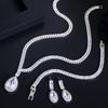 T0167 Exclusive Bridal Accessories Water Drop Zircon Necklace Earrings Bracelet Three Sets