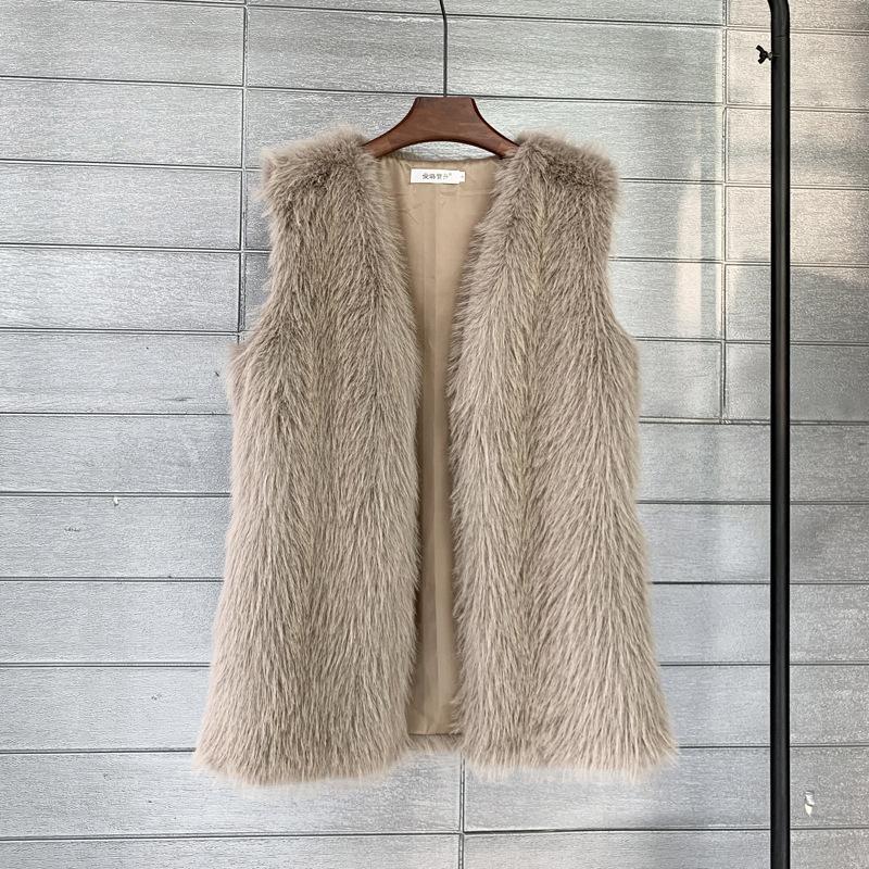 European and American imitation fox fur vest winter medium and long warm women's clothing fluffy vest jacket