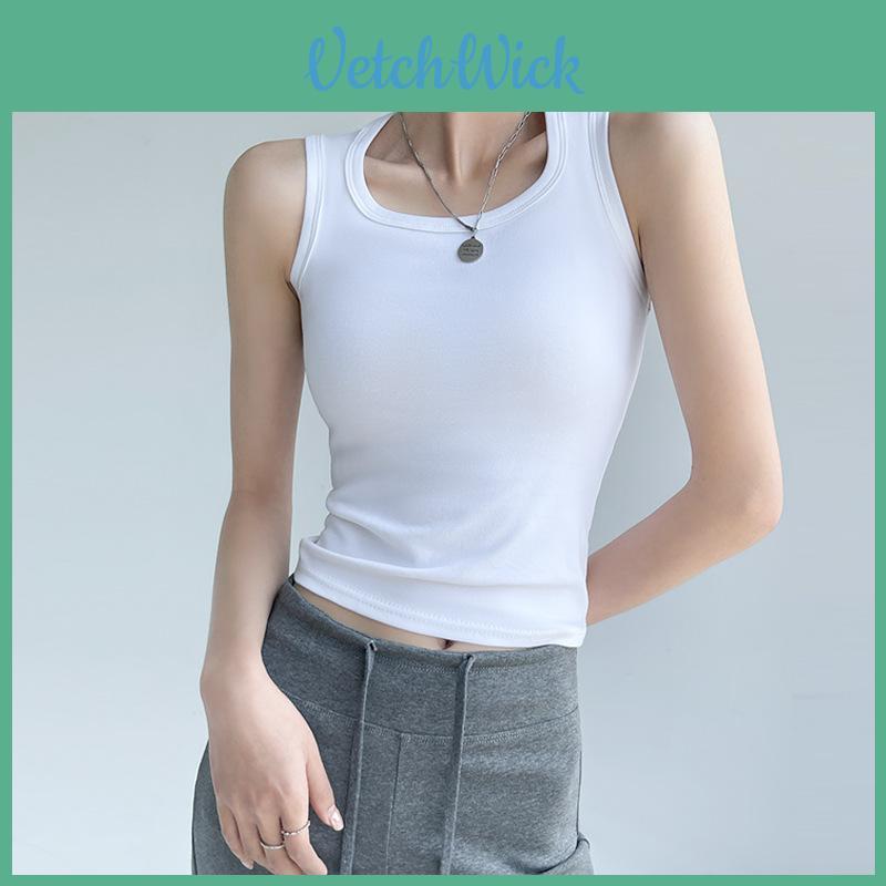 Cotton Sleeveless Tank Top With Wide Straps For Summer Yoga And Beach Wear