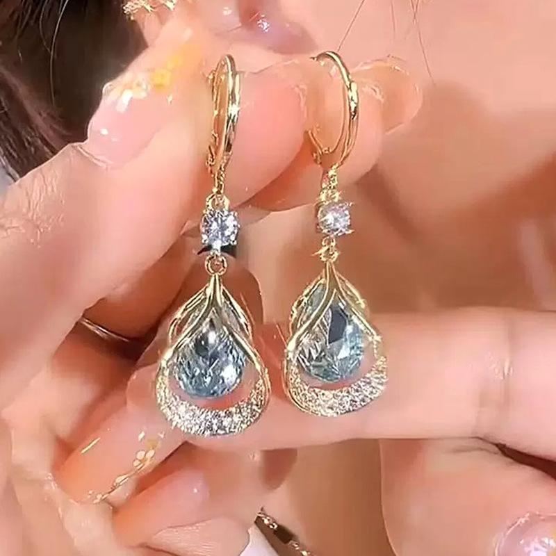 1 Set Elegant and Stylish New Cat's Eye Geometric Earrings & Necklace Drop Pendant Jewelry Set - Versatile, Delicate Gift for Valentine's Day