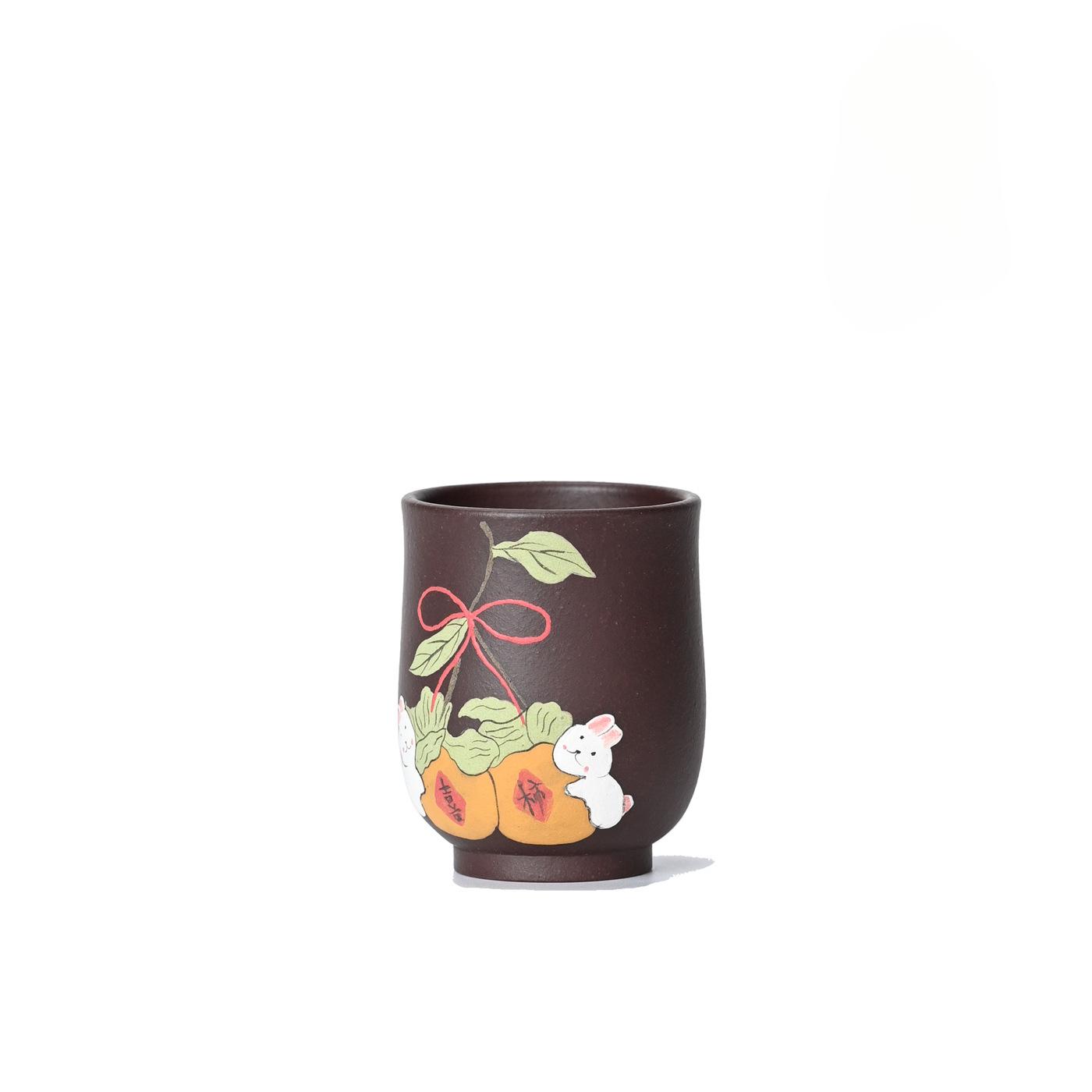 

100ml Yixing Purple Sand Persimmon Teacup Zen Tea Bowl Cute Cup Tea-tasting Personal Cup Jianzhan Master Cups Tea Items Craft As Your Choose