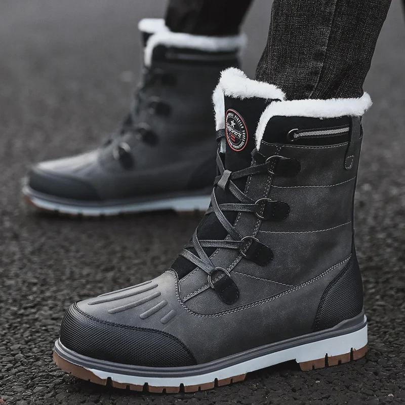 Men's High-Top Winter Snow Boots: Warm, Plus Velvet, Large Size, Casual Outdoor Footwear