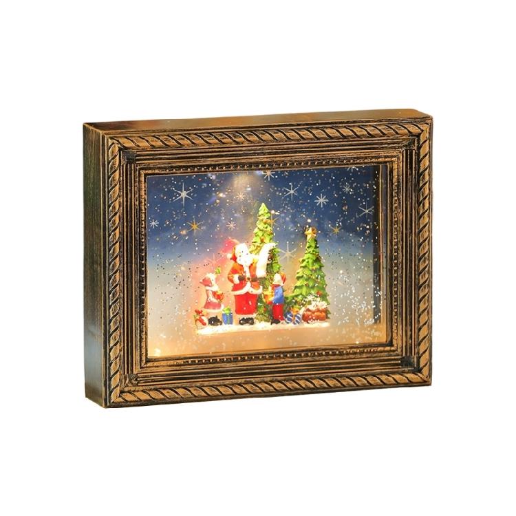 Seasonal Musical Picture Frame Feature Stmospheres LED Light Revolving Snowfalls And Durable Plastic Design