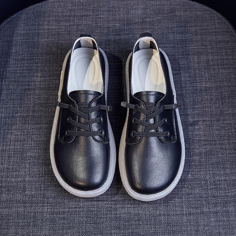 Soft-soled single shoes women's Mori women's leather little white shoes lazy casual nurse shoes pregnant women flat bottom shallow mouth large siz