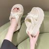 2025 Spring and Summer New Cool Slippers Muffin Thick Bottom Small Bow Pearl Thick Bottom Fashion Slippers