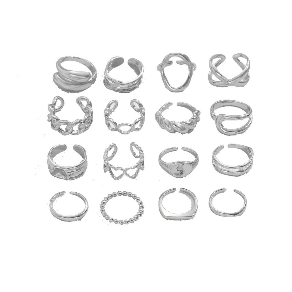 Beliebtes Ringset, geometrisches offenes verstellbares Design, vielseitiger Ring, Nischenschmuck für Frauen