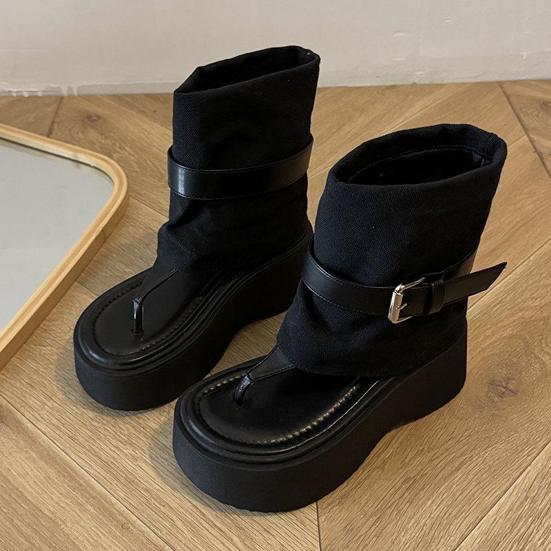 

Туфли-маффины сандалии с закрытым носком на высокой платформе женские летние новые на толстой подошве на высоком каблуке увеличивающие рост крутые ботинки 39 чёрный