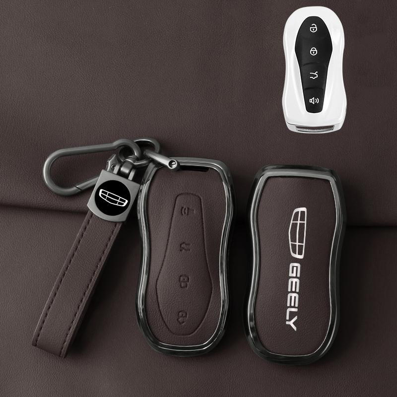 Car Key Fob For Geely Tugella  Azkarra Pro Atlas Pro Gili Tugella Car Key Case Zinc Alloy Leather Case
