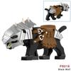 1pcs Medieval Knight light gray Wolf Widen the seat Animal Decorative Toy Moc Building Block