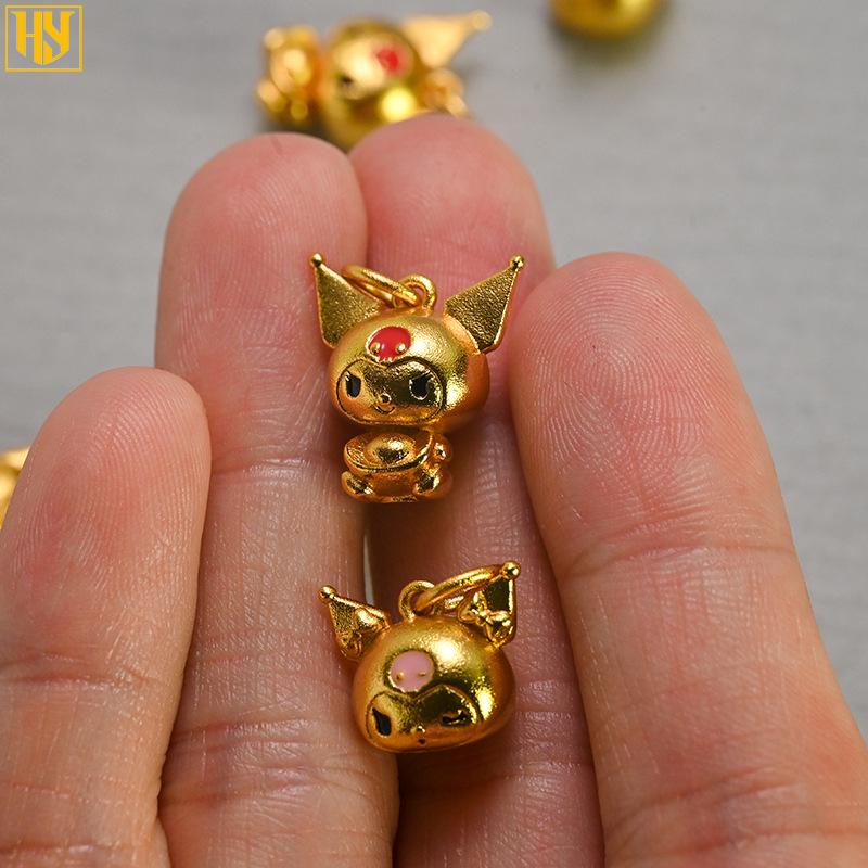 24k Vergoldete Cartoon Kuromi & Cinnamoroll Anhänger Halskette für DIY Schmuck