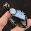 Owyhee Blue Opal Copper Wire Wrapped Pendant Handmade Gemstone Pendant Copper Jewelry For Gift Rainbow Moonstone Pendant Wire Wrap Jewelry