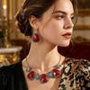 European Retro Geometric Bohemian Round Pendant Clavicle Necklace & Earring Set