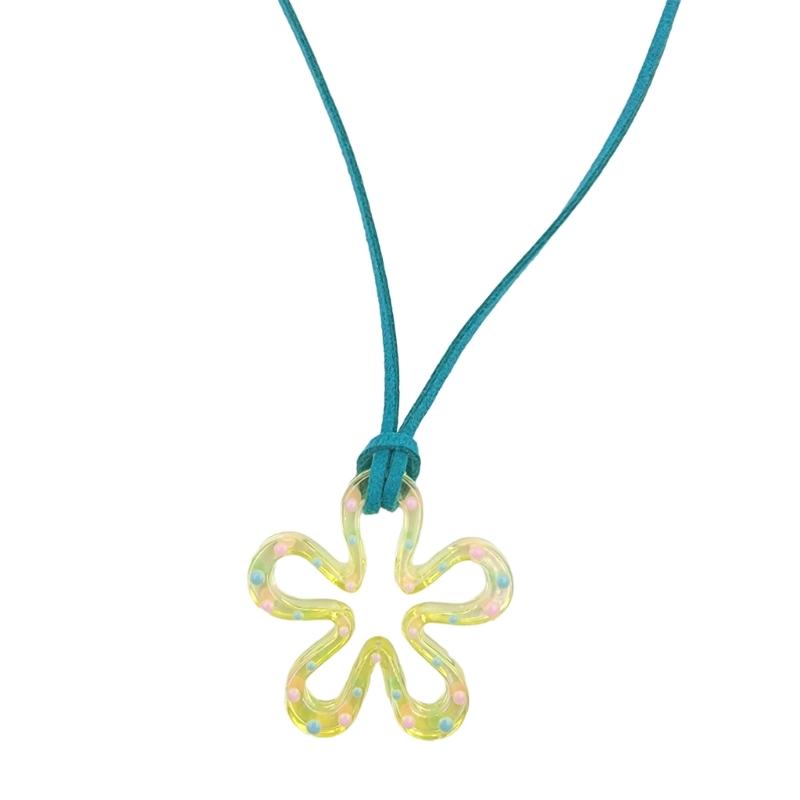 Unique Hollow Flower Pendant Necklaces Acrylic Material Flower Neck Jewelry Pendant Choker Suitable for Any Occasion жёлтый