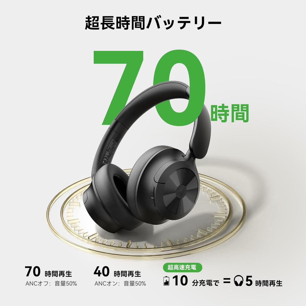 OneOdio Focus A1Pro Wireless Headphones, On-Ear Hybrid Noise Cancelling Bluetooth 6.0 Headphones, Low Latency Gaming Mode, 70 Hours of Continuous