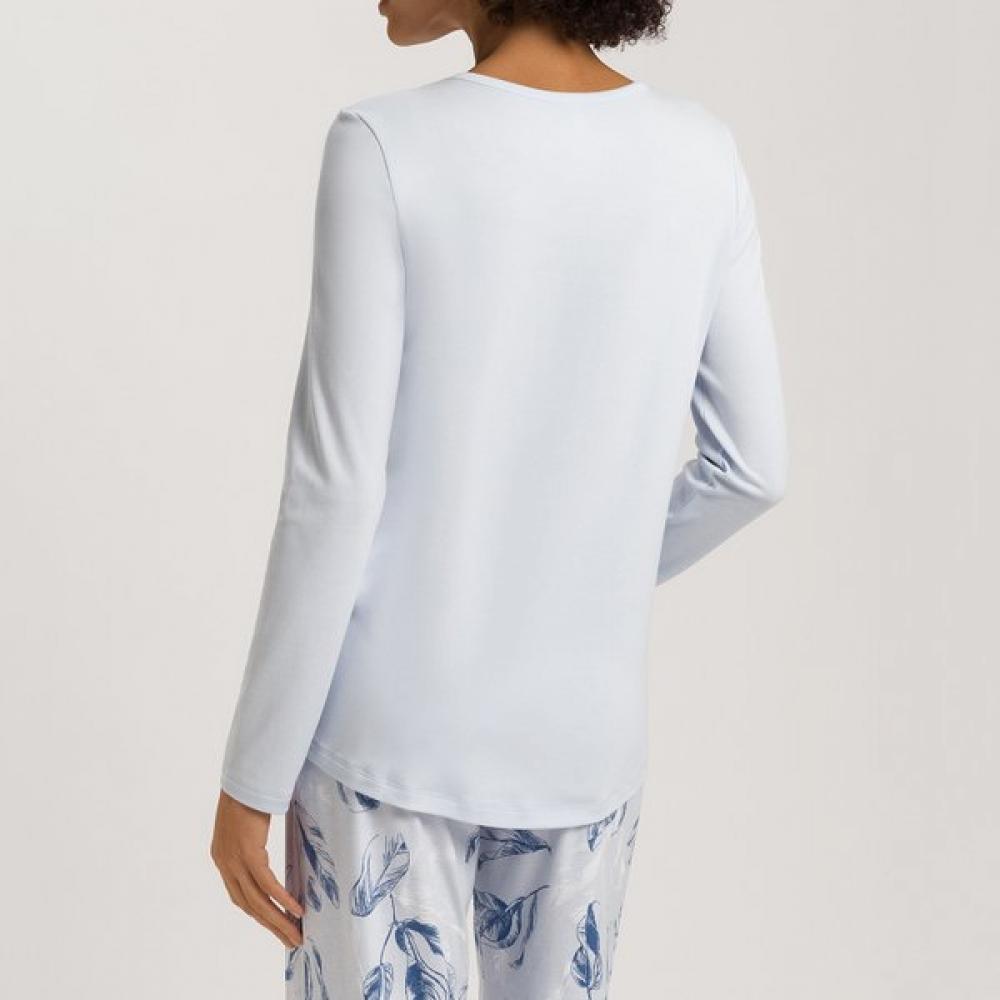 Hanro Long Sleeve Round T shirT 76491 Powder Blue 