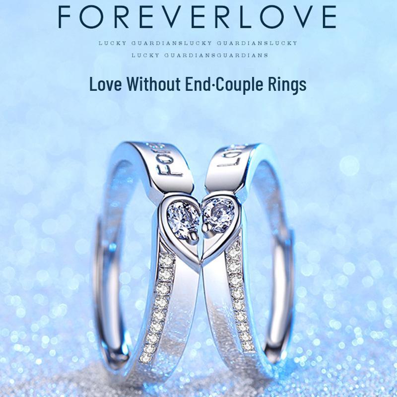 Exquisite 925 Sterling Silver Couple Rings - Women s Fashion & Men s Niche Design, Perfect for Christmas Commemoration. Women s Adjustable