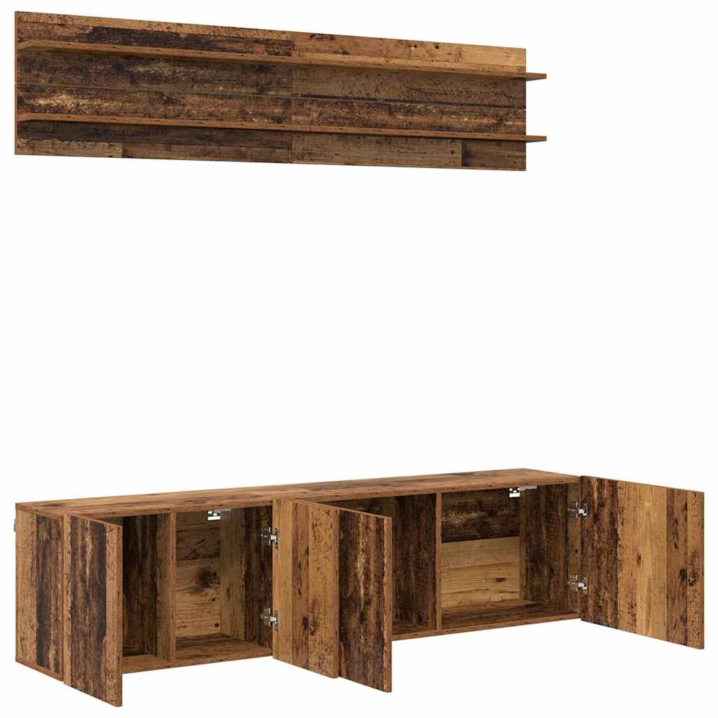 Wall Mounted TV Units 6 pcs Reclaimed Wood Effect Particleboard