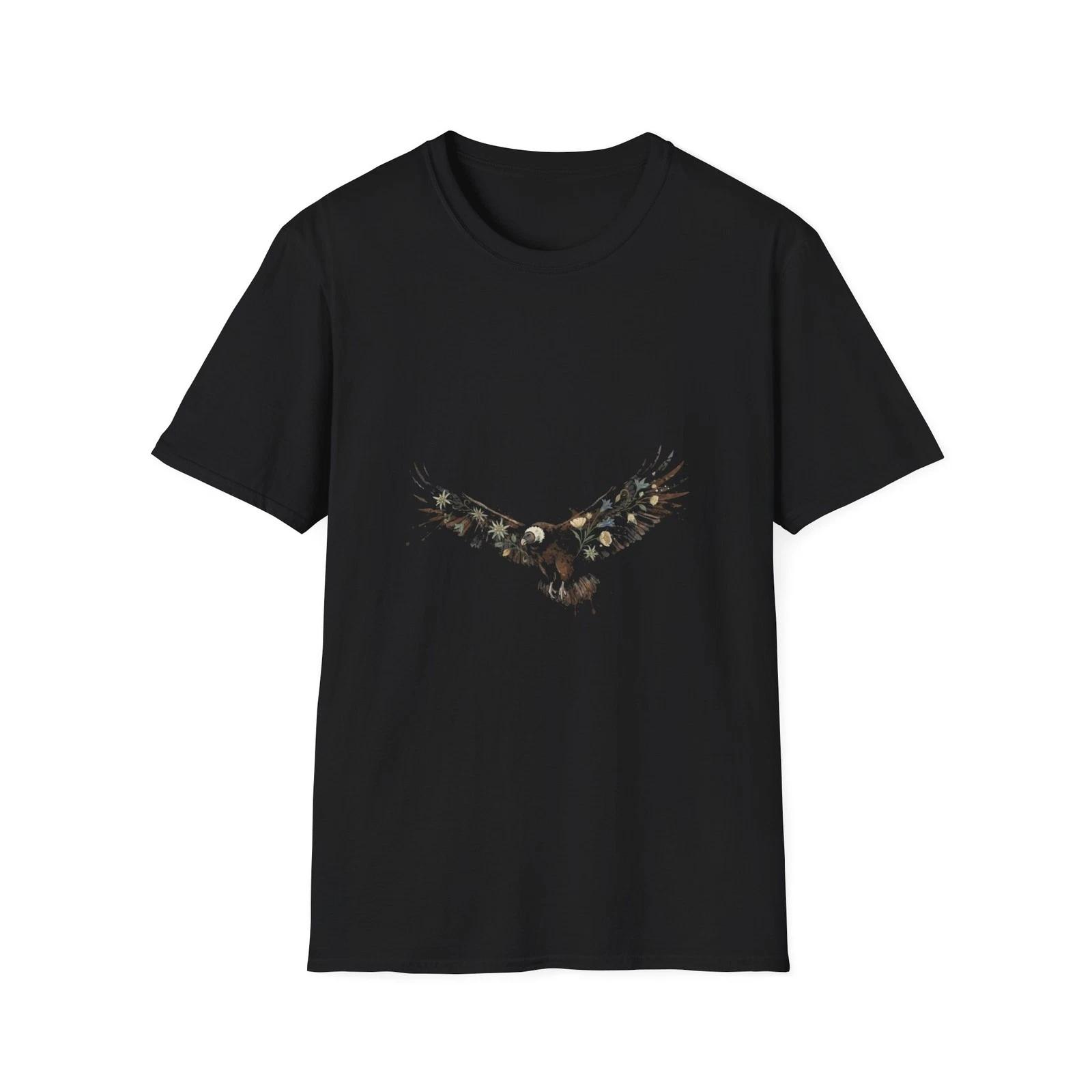 

Eagle Floral Vintage Watercolor Black Tee Nature Aesthetic Graphic T-Shirt 4XL