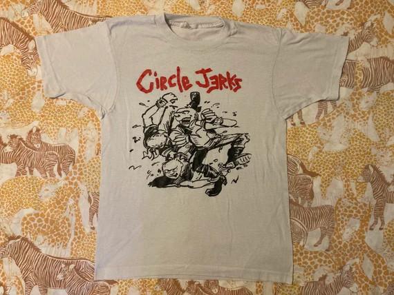 Vintage 80s Circle Jerks Screen Stars Black Punk Band Graphic T-Shirt Tee S-5XL