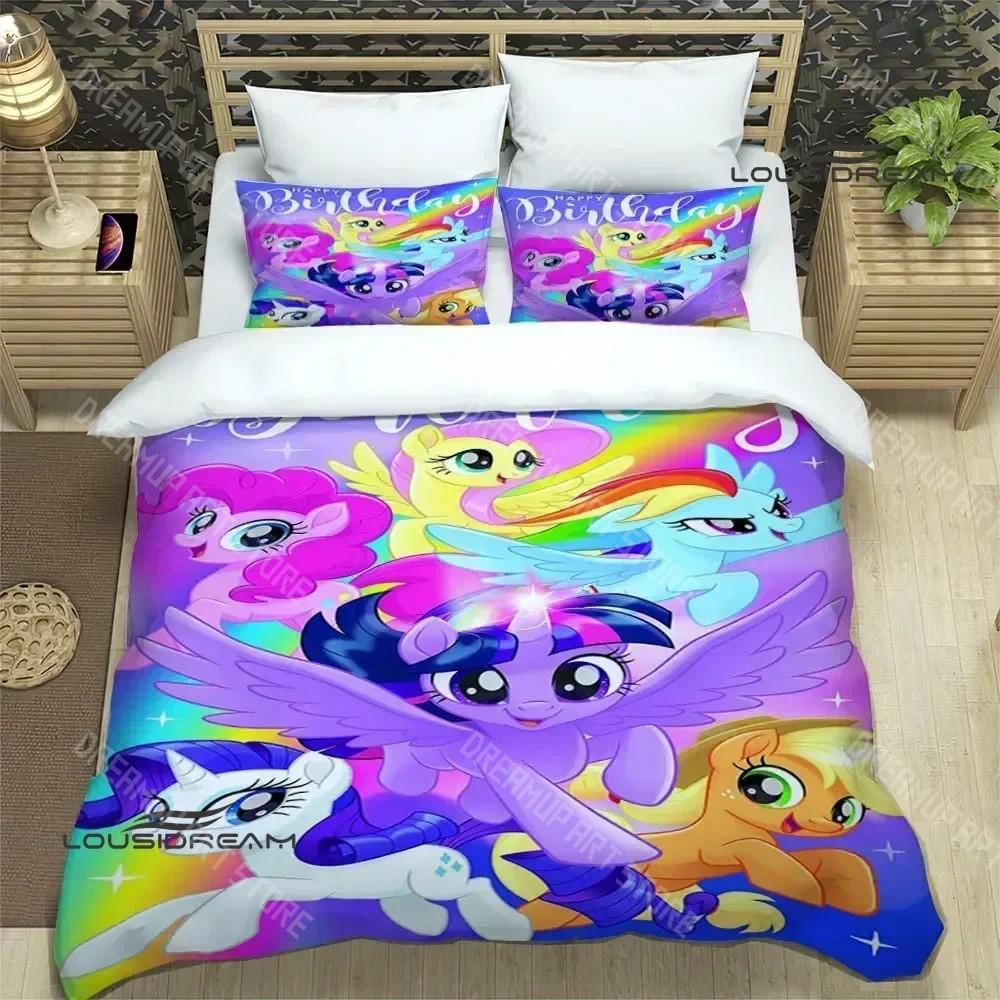 

Мультяшні My Little-P-Ponys Комплекти постільної білизни вишуканий набір для ліжка підковдра комплект ковдри комплект постільної білизни розкішний подарунок на день народження AU Single 140x210cm