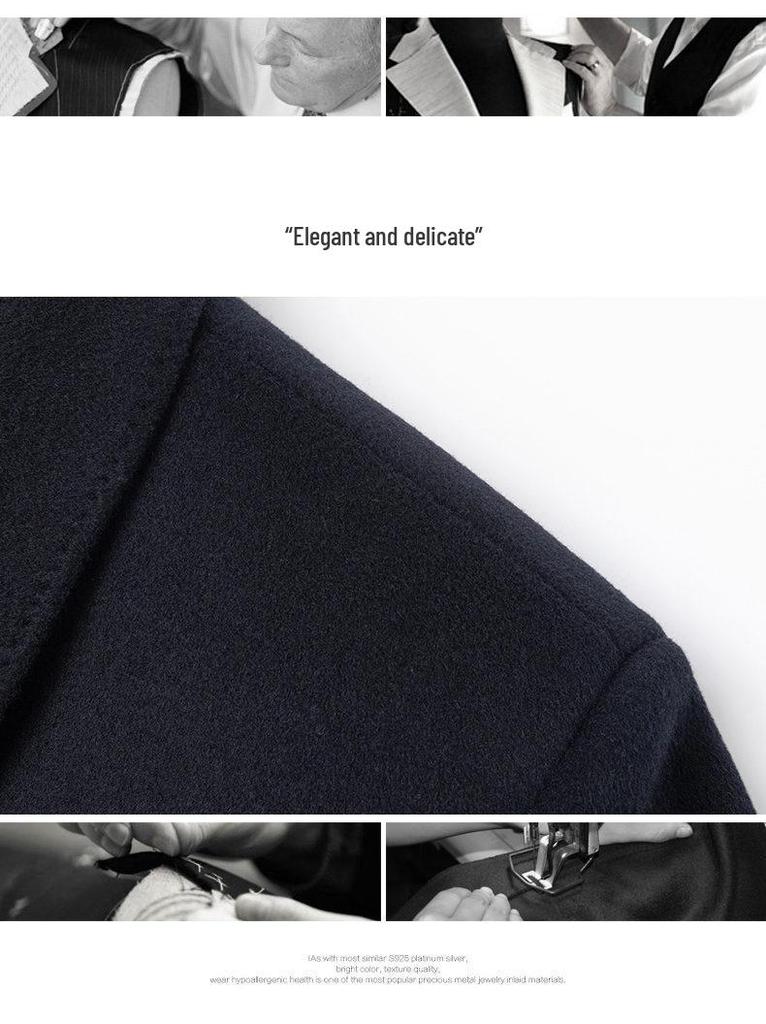 Dad's Wool-Cashmere Double-Faced Jacket with Detachable Down Liner for Autumn/Winter