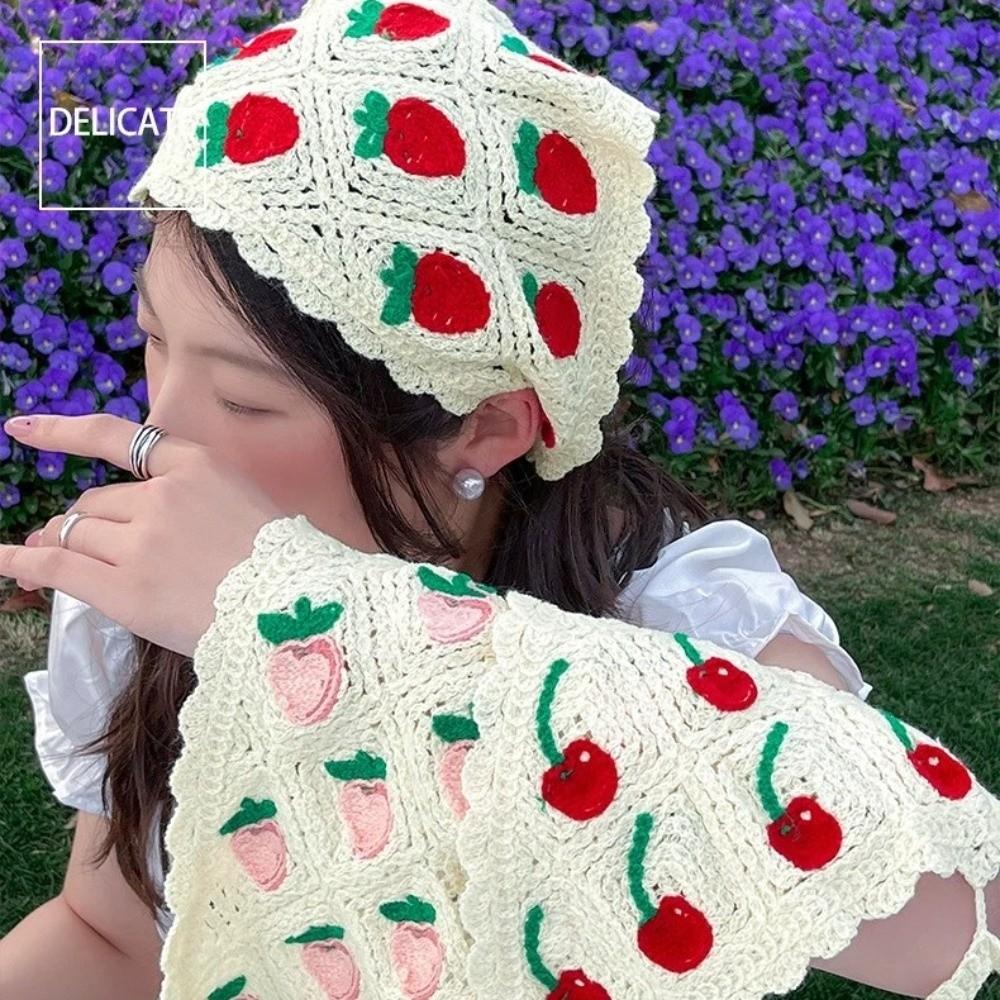 Headwear Triangle Headband Strawberry Cherry Cherry Triangle Hair Scarf Sweet Hair Scarf Spring