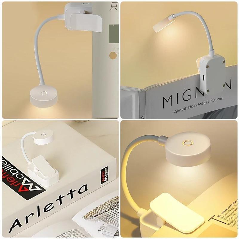 Folding Mini Clip‑on Rechargeable LED Book Lamp, 3 Modes Eye‑Protection Dimmable Light for Bedroom Desk Reading Study Indoor Daily Use Supplies