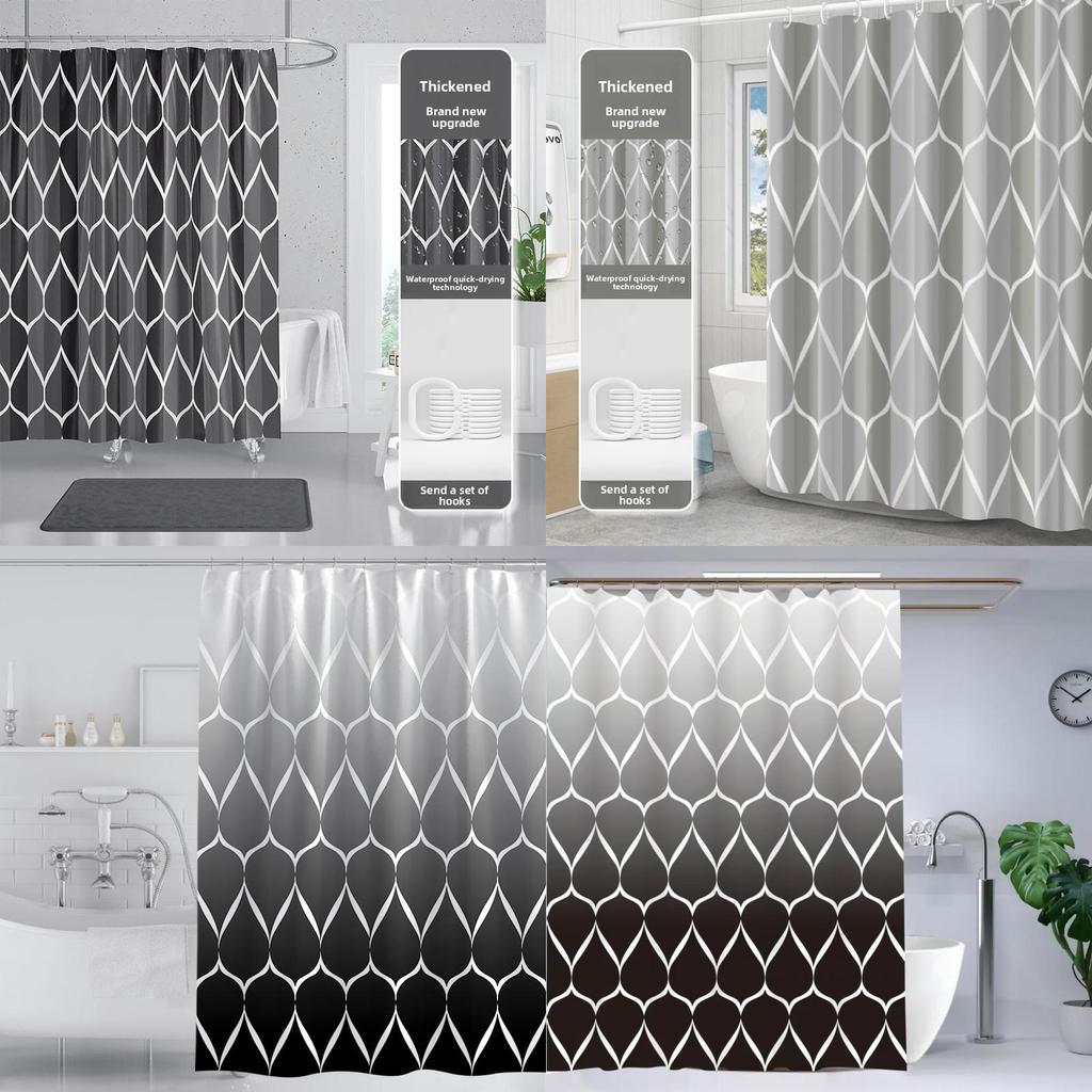 Curtains Shower Weighted Mould Proof Resistant Grey Black Shower Curtain Machine