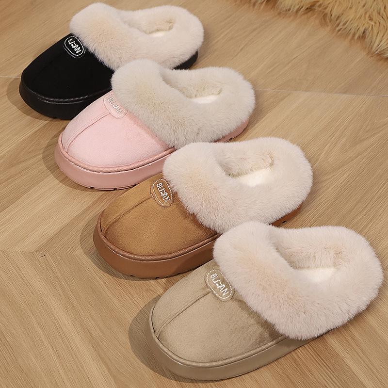 Ladies, Home, Cotton Slippers, Warm Shoes, Thick Shoes, Couple Shoes, Half Pack Heels, Casual Shoes