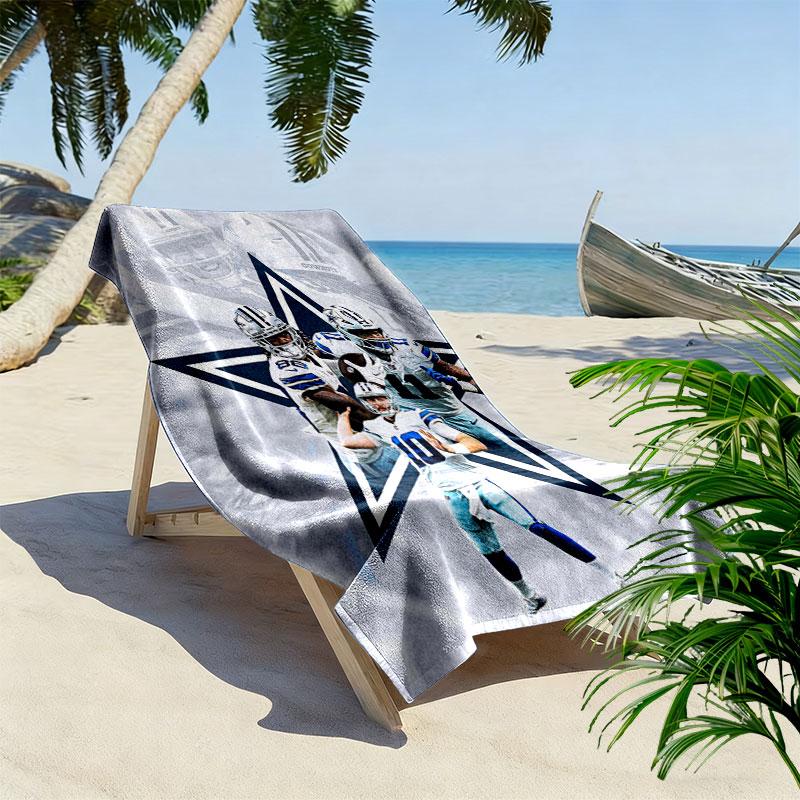 Asciugamano da Spiaggia con Stampa Dallas Cowboys, Asciugamano Grande Morbido ad Asciugatura Rapida per Spiaggia Campeggio Nuoto