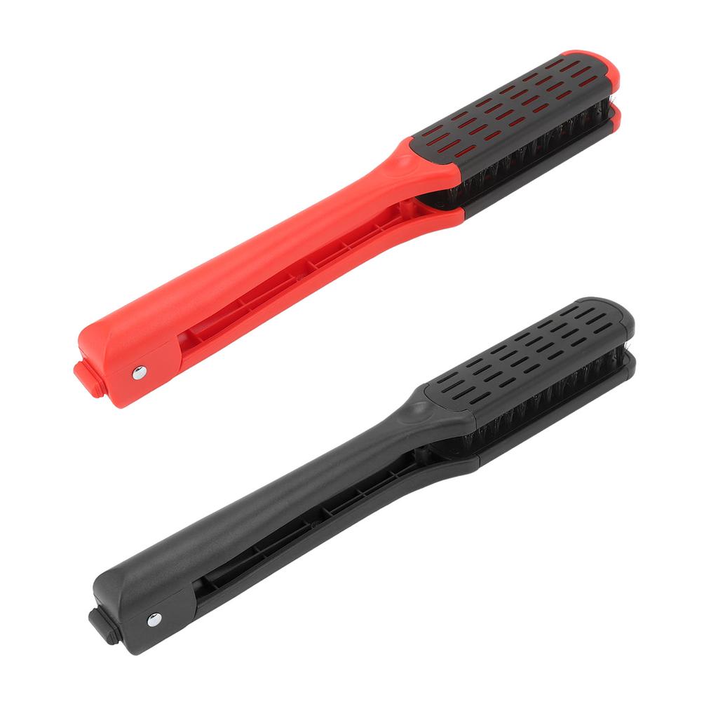 Clamp Hair Brush Straightener Flat Hair Styling Smoothing Tool Anti Static Hollow Vent V Shaped Doub