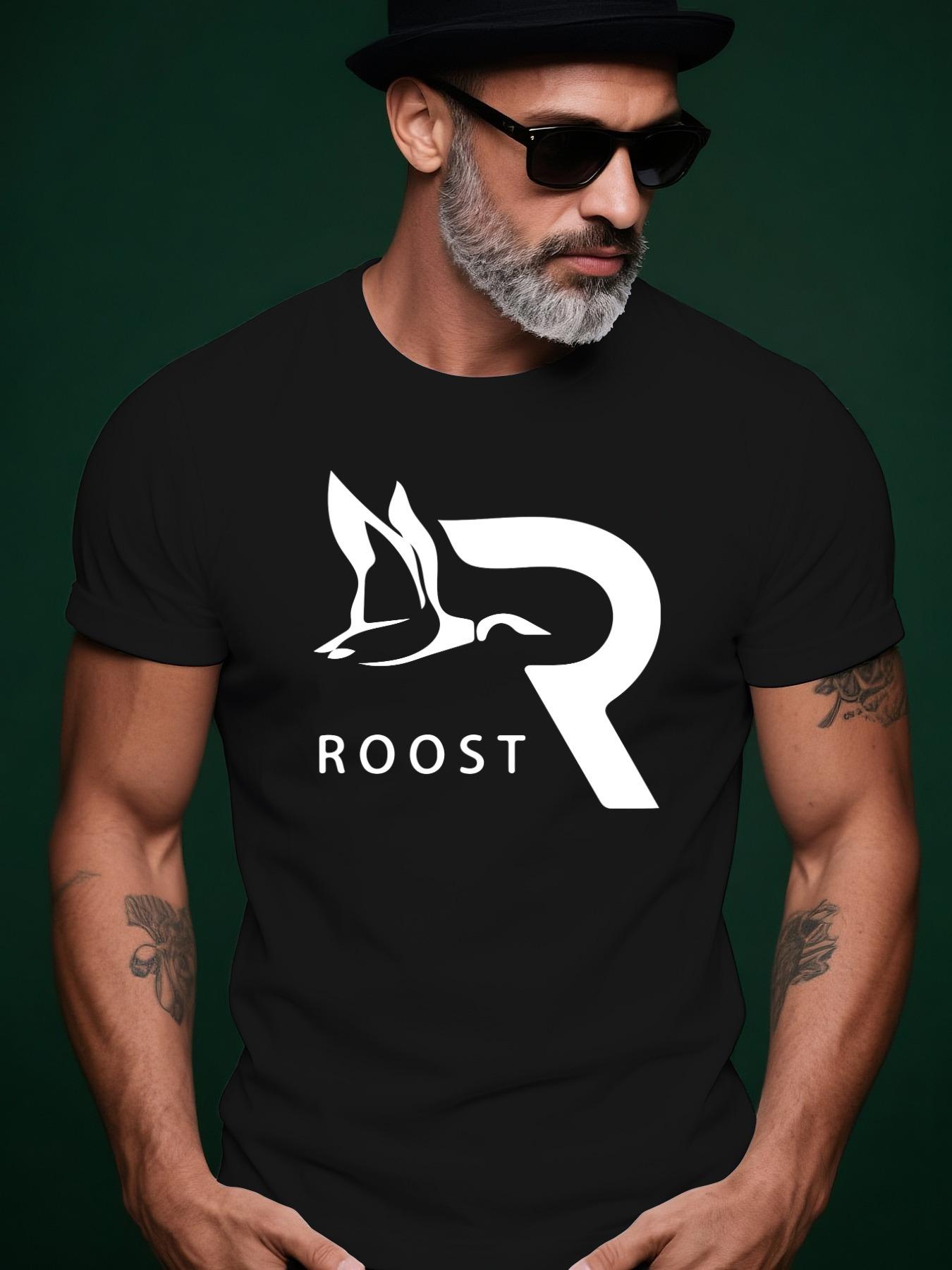 R-Logo Flocking Swan Graphic Tshirt - Casual Summer Crew ... XL