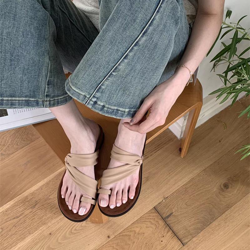 

Летние новые модные нишевые дизайнерские шлепанцы на танкетке, женские, с открытым носком, на низком каблуке, для ношения с юбкой, женская обувь 40 розовый