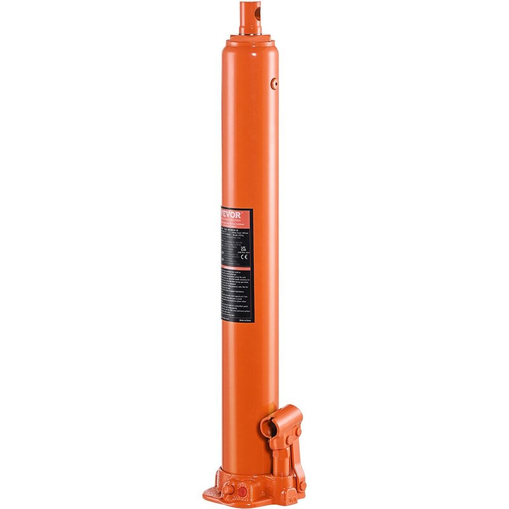 Hydraulic Long Ram Jack, 4 Ton Engine Hoist Cylinder with Single Piston Pump And Flat Base, Hydraulic Ram Cylinder for Engine Lift Hoists, Hydraulic