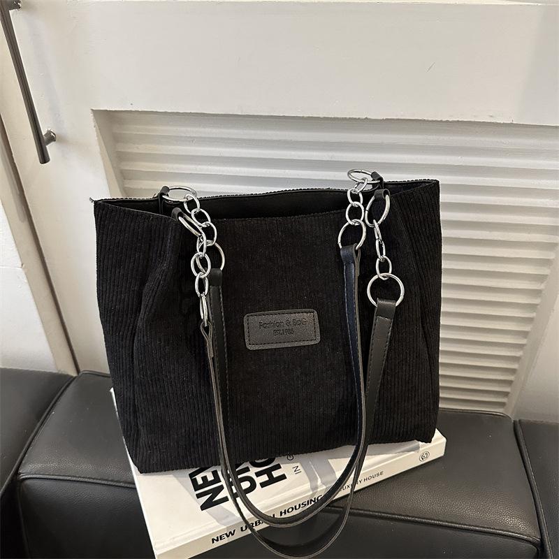 Corduroy large-capacity bag women's shoulder bag niche design commuter satchel popular velvet tote